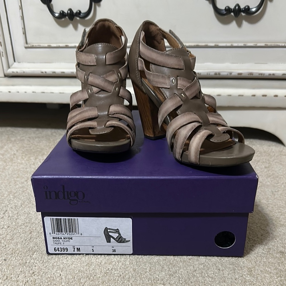 Indigo Women's Brown Strappy Heels